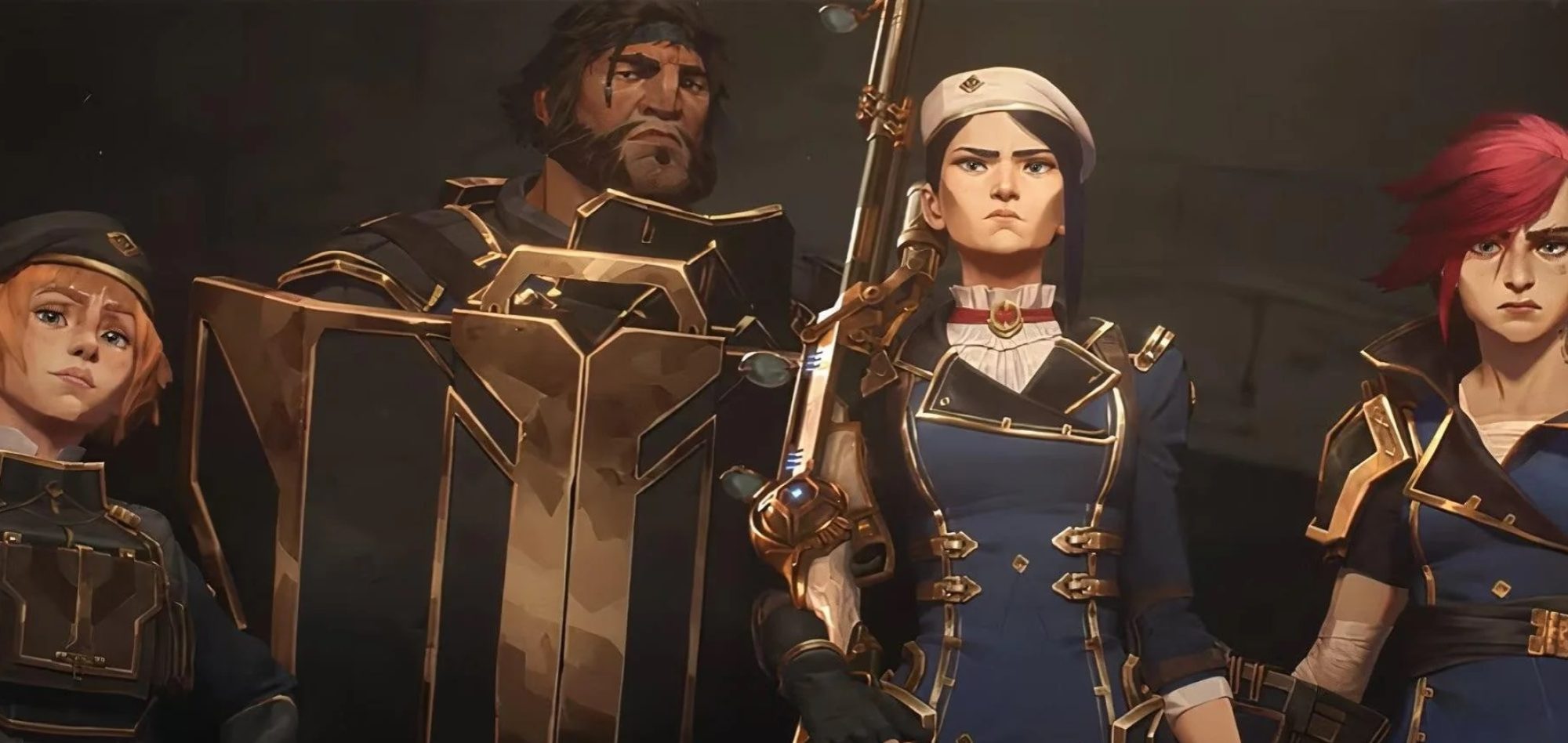 Arcane Season 2 - Caitlyn's Enforcer Strike Team: L-R Maddie, Loris, Caityln, Vi, missing, Steb